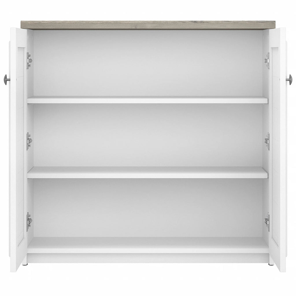 White & Gray Storage Cabinet with Doors T669