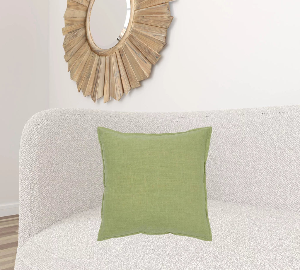 Lime Green Flange Edged Throw Pillow L1400