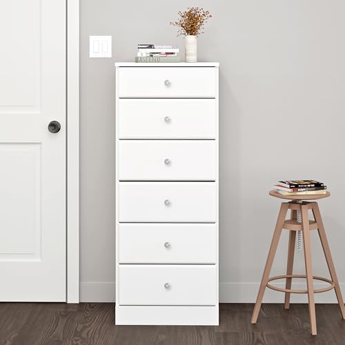 White 6 Drawer Tall Dresser I36128