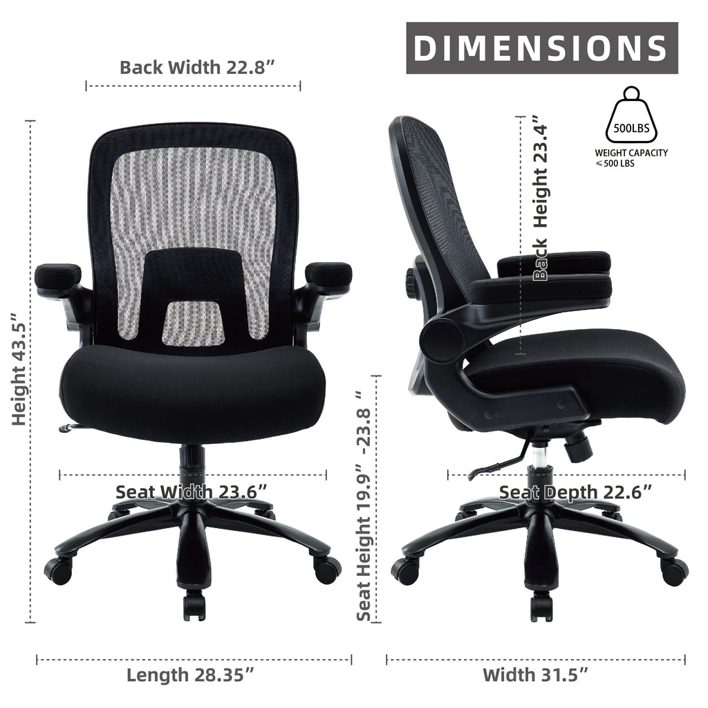 Black Mesh Office Chair with Adjustable Lumbar Support J904744