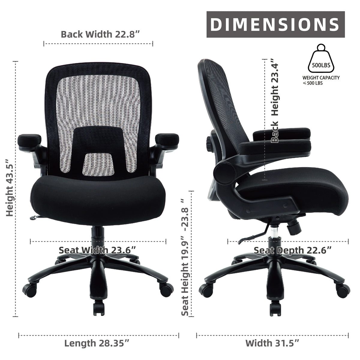 Black Mesh Office Chair with Adjustable Lumbar Support J904744