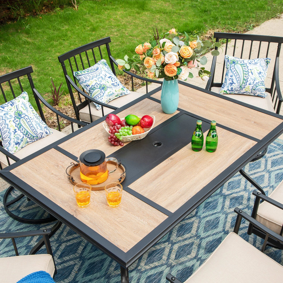 7-Piece Outdoor Dining Set with Cushioned Swivel Chairs M3663