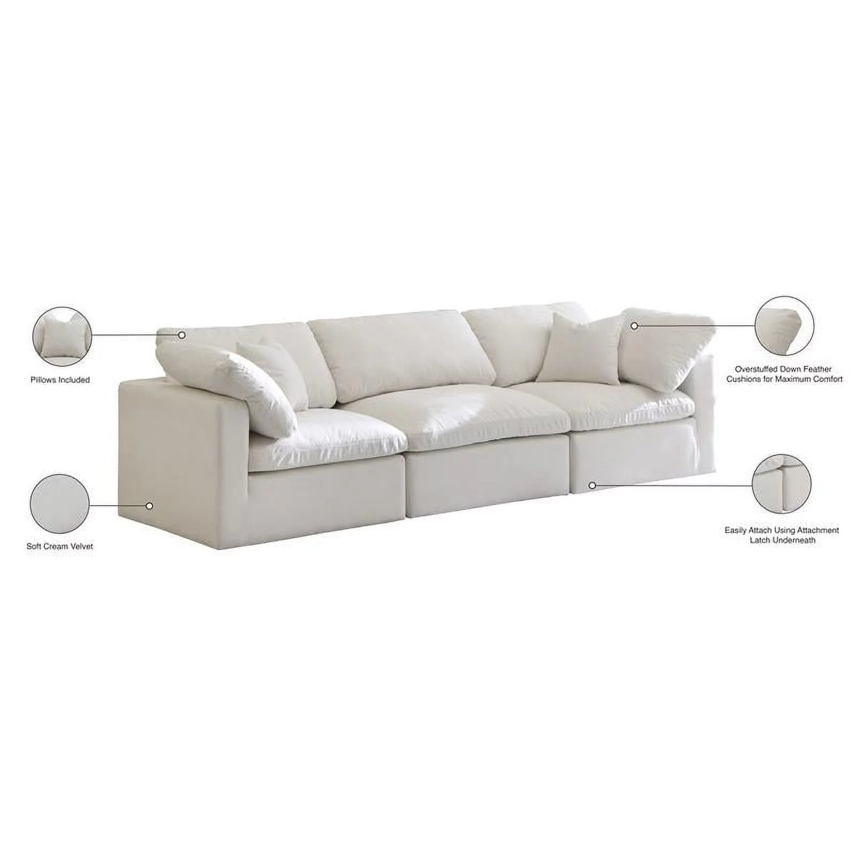 Cream Velvet Modular Sofa Y297299