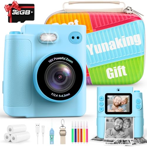 Instant Print Dual Lens Digital Camera with 32G SD Card Storage Bag Pink J26661