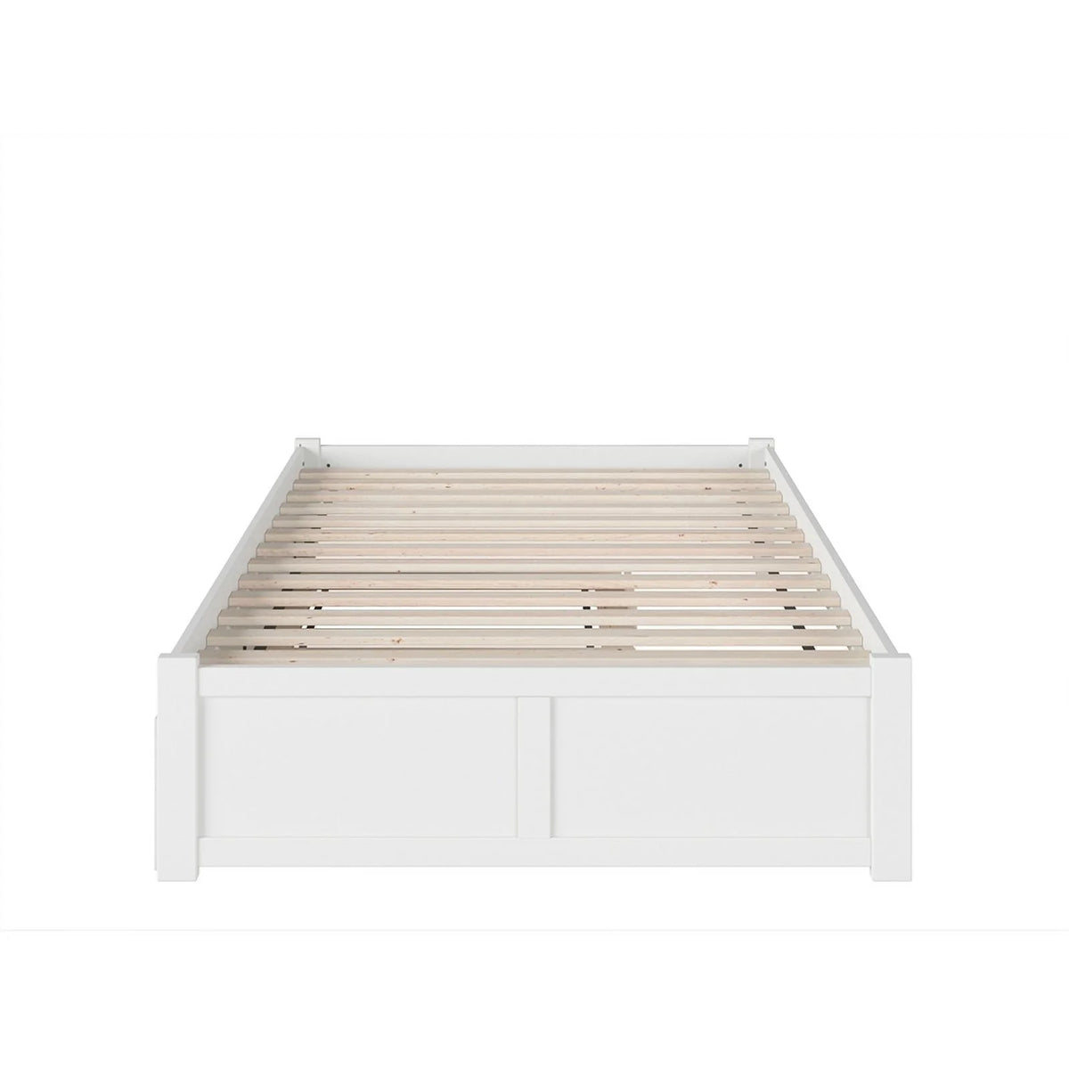 White Full Hardwood Storage Platform Bed A671575