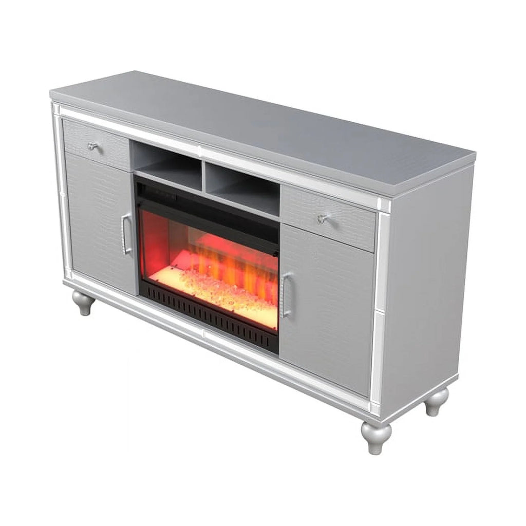 Solid Wood TV Stand With Electric Fireplace I2732