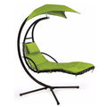 Green Hanging Curved Chaise Lounge Hammock Chair Swing with Cushion D95879