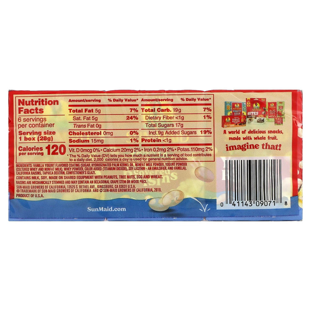 Yogurt Covered Raisins Vanilla 6 Boxes 1 oz H7834