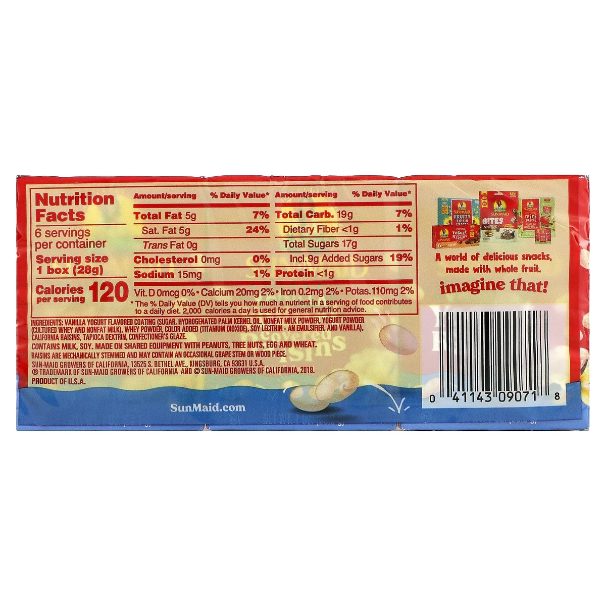 Yogurt Covered Raisins Vanilla 6 Boxes 1 oz H7834