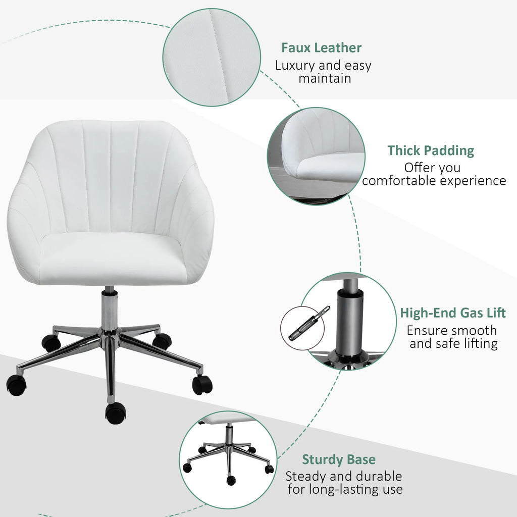 White Steel Task Chair with Swivel and Adjustable Height I5263