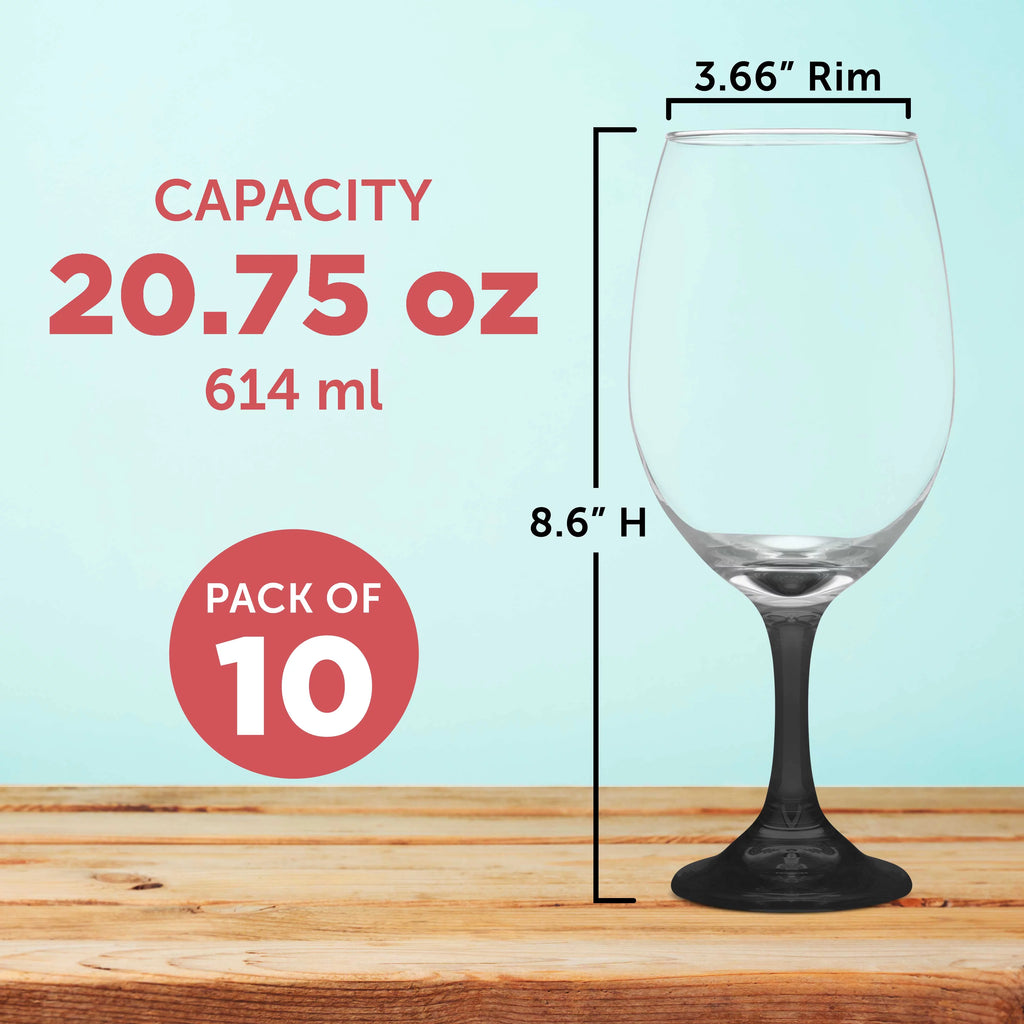 Wine Glasses 20.75 oz. Set of 10 Black V3731