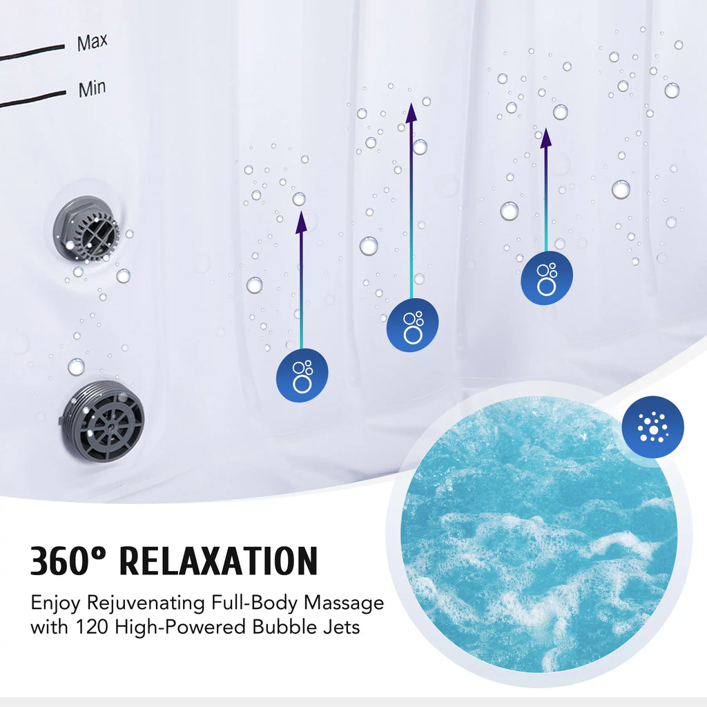 4 Person 6ft Inflatable Hot Tub Pool with Massage Jets D54795