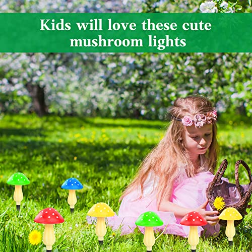 Solar Powered Mushroom Stake Lights with 8 Lights and 8 Modes O183519