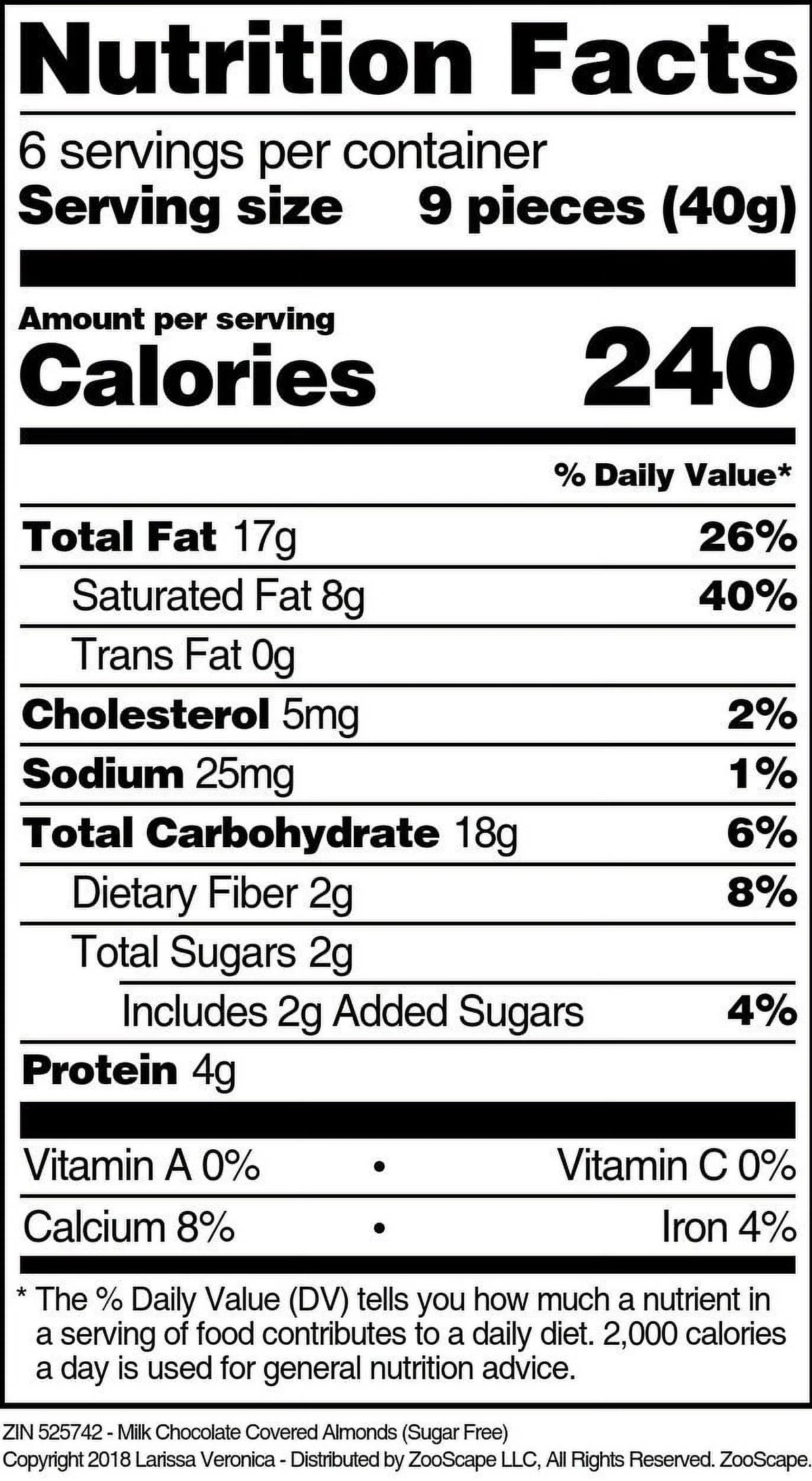 Sugar Free Milk Chocolate Covered Almonds 8 oz 2-Pack O24468
