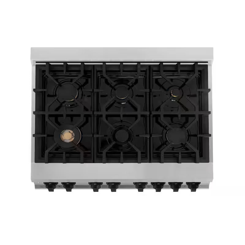 36 in. 6 Burner Dual Fuel Range in Stainless Steel, White Matte and Matte Black M165239
