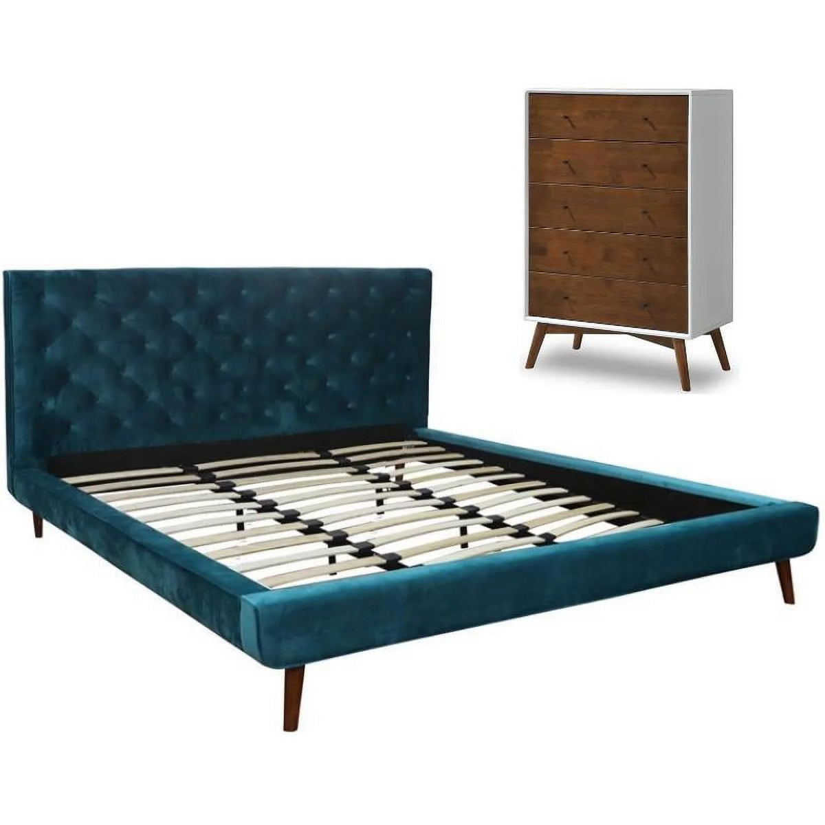 Queen Platform Bed and 5-Drawer Dresser Set of 2 O949517