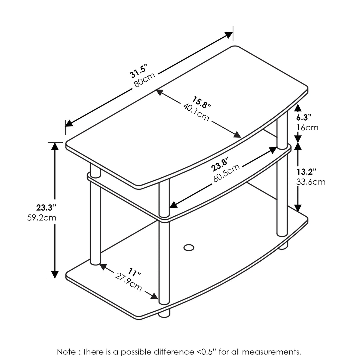 3-Tier TV Stand L875