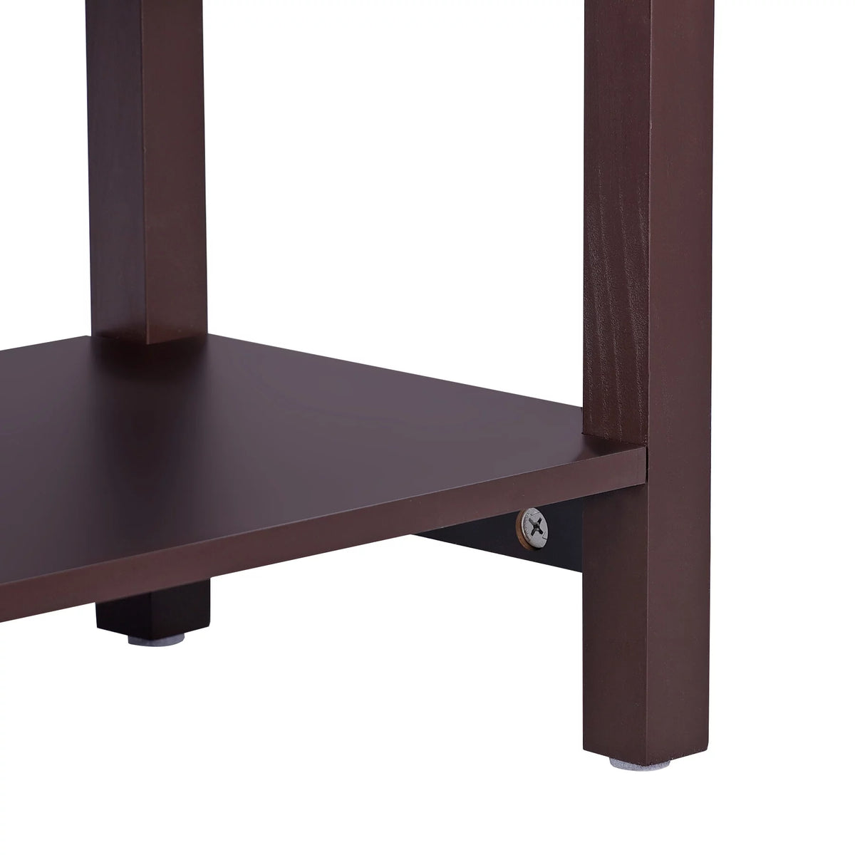 2 Pack 3-Tier Narrow MDF End Table with Drawer & Storage Shelf H55133