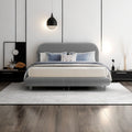 Queen Size Teddy Fleece Upholstered Platform Bed with Curve-Shaped Headboard X346