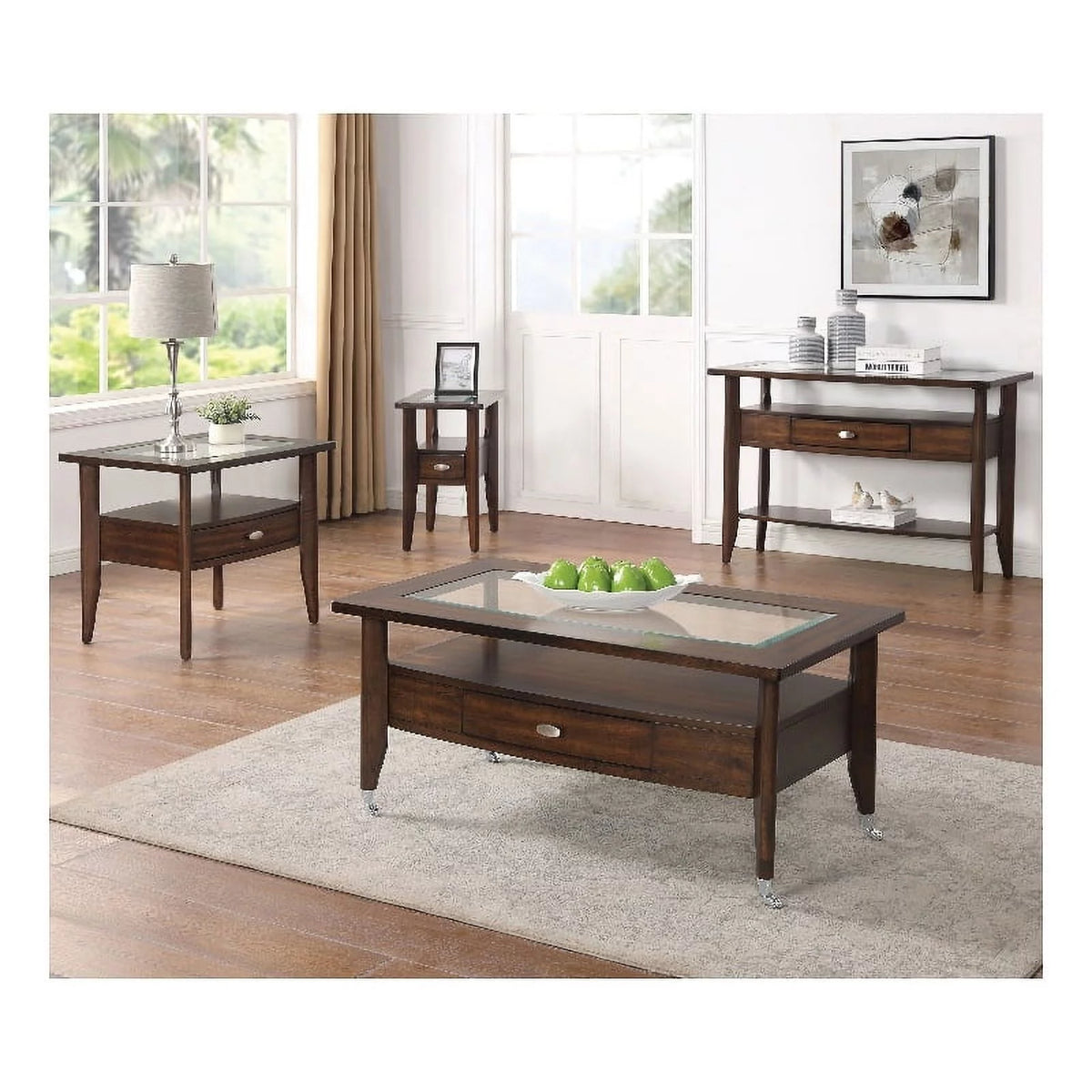 3-Piece Wood Coffee Table Set in Dark Walnut Z208