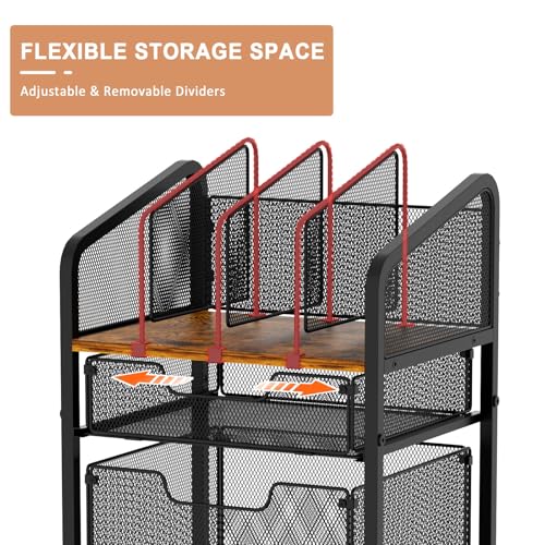 White Rolling File Cabinet with Adjustable Dividers L12772