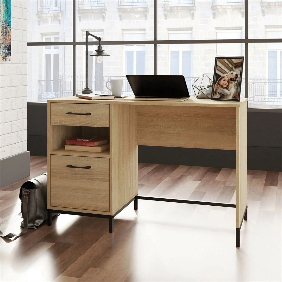 Engineered Wood Desk in Charter Oak Finish E3798