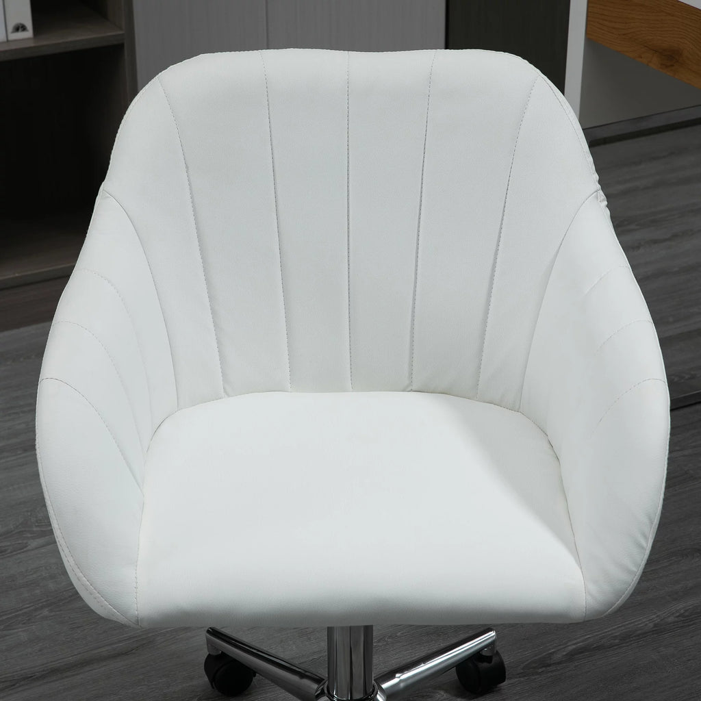 White Steel Task Chair with Swivel and Adjustable Height I5263