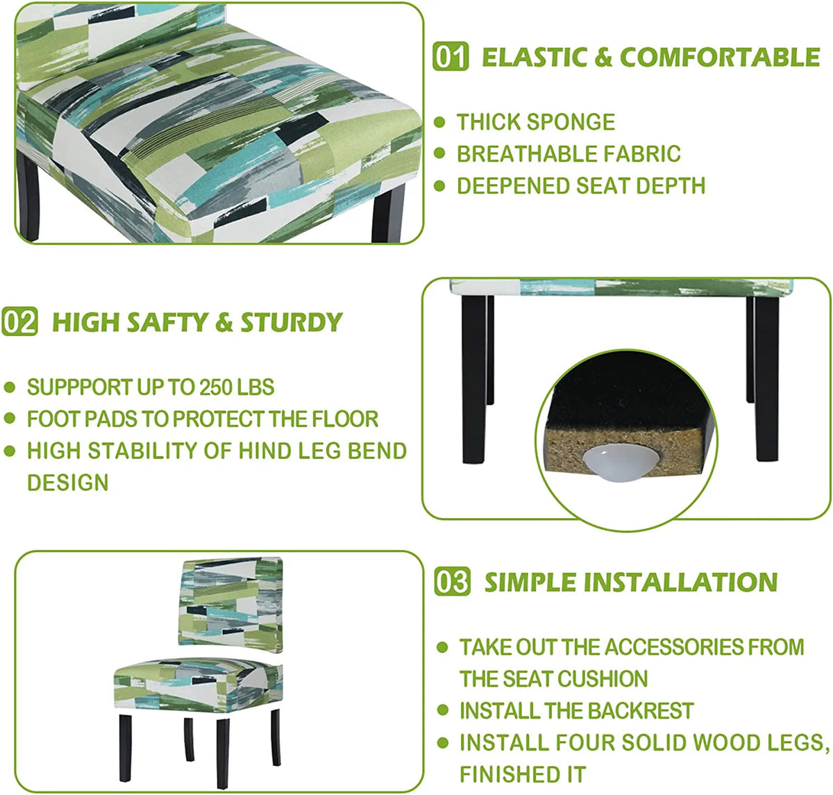 Green Fabric Armless Accent Chair D546591
