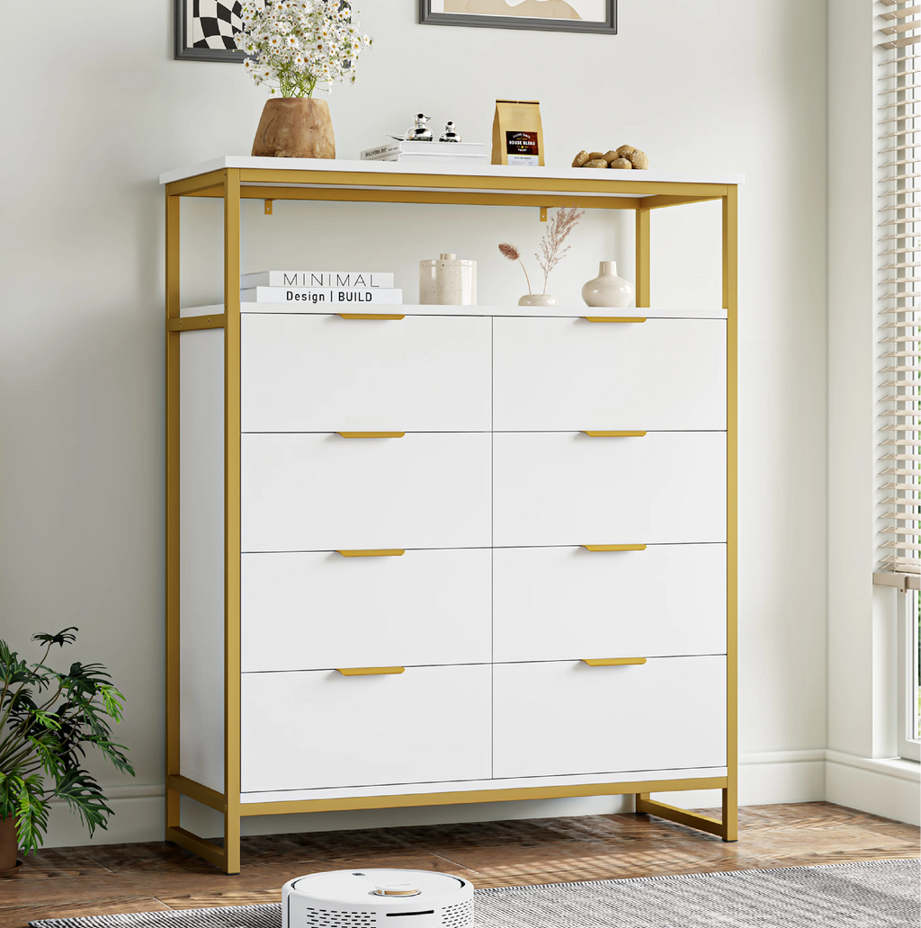 White 8 Drawer Wood Dresser H23742