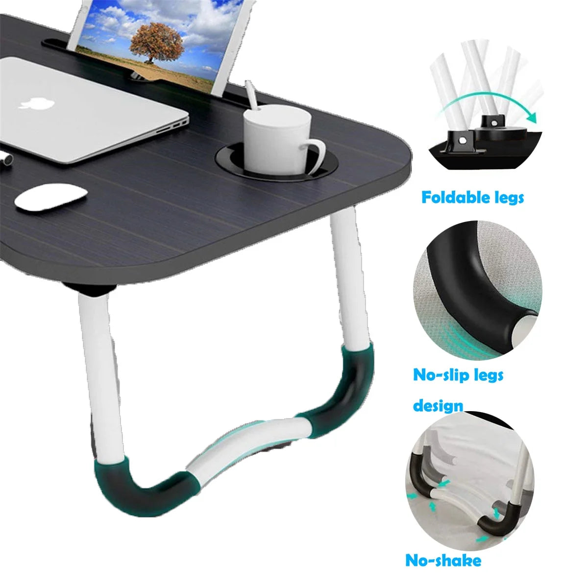 Foldable Lap Desk with Cup Holder & Drawer O4222