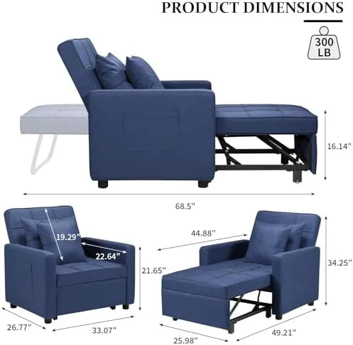 White Convertible Chair Bed X503581