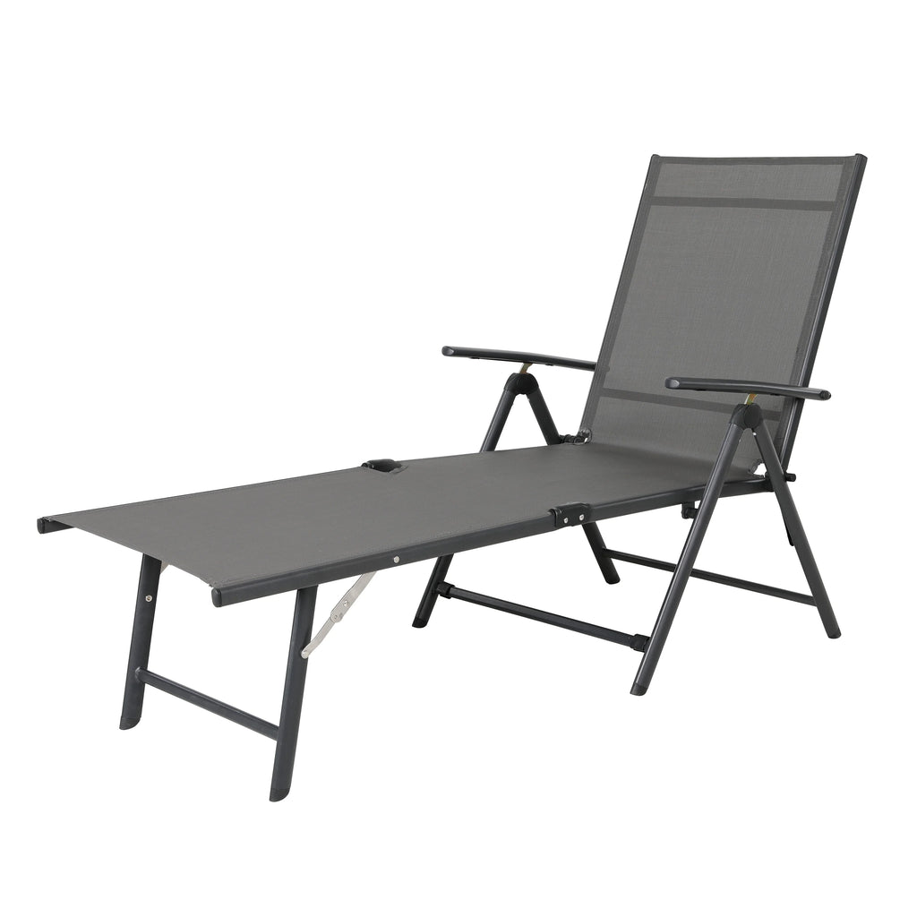 Outdoor Textilene Mesh Single Chaise Lounge Grey R14064