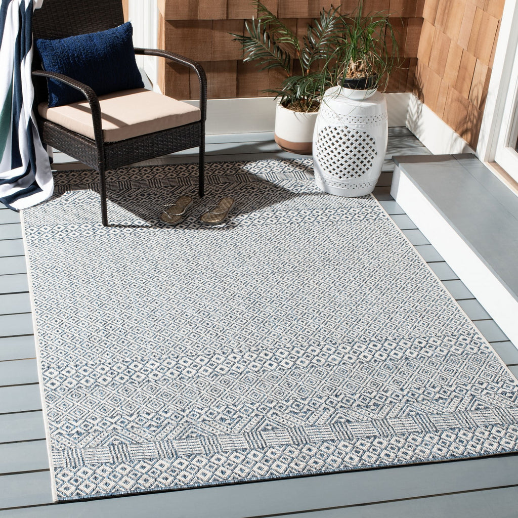 Blue Navy Geometric Area Rug C46469