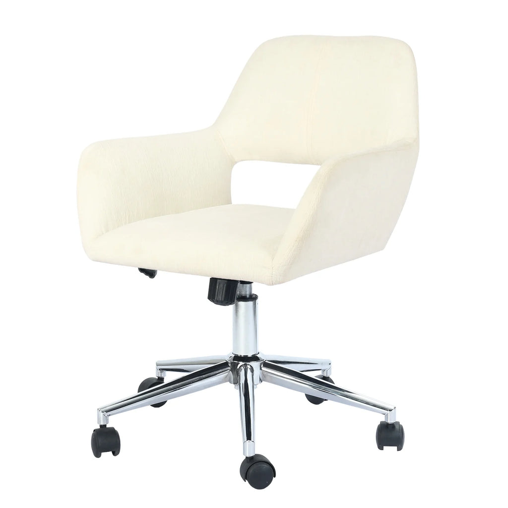 Cream Beige Fabric Swivel Office Chair U2989