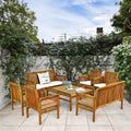 4 PCS Acacia Wood Cushioned Sofa Set F619
