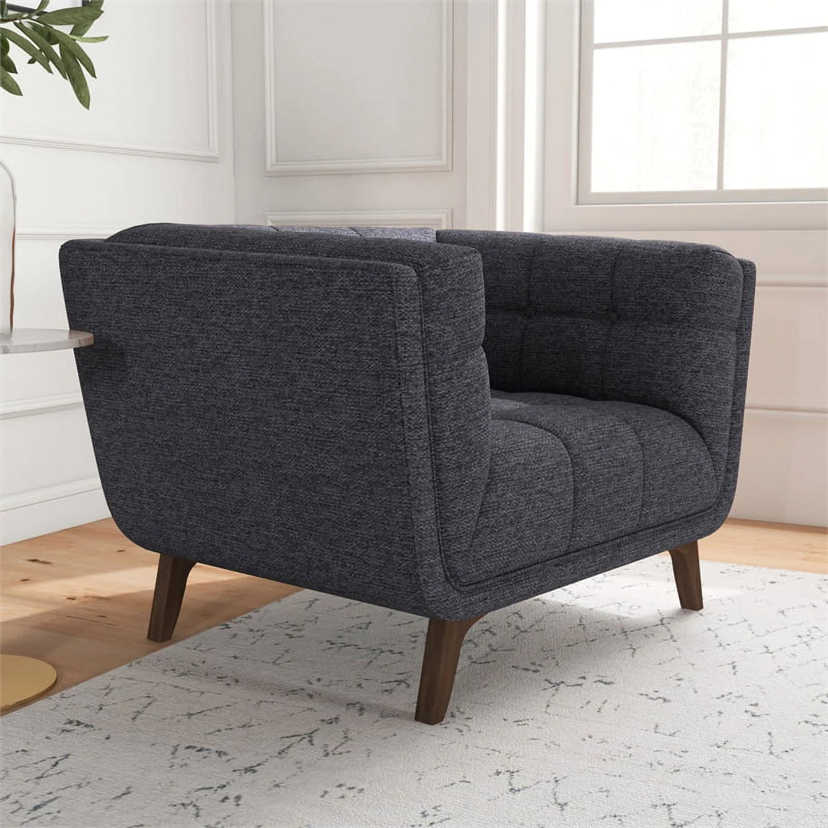 Mid Century Modern Fabric Accent Chair in Gray H77922