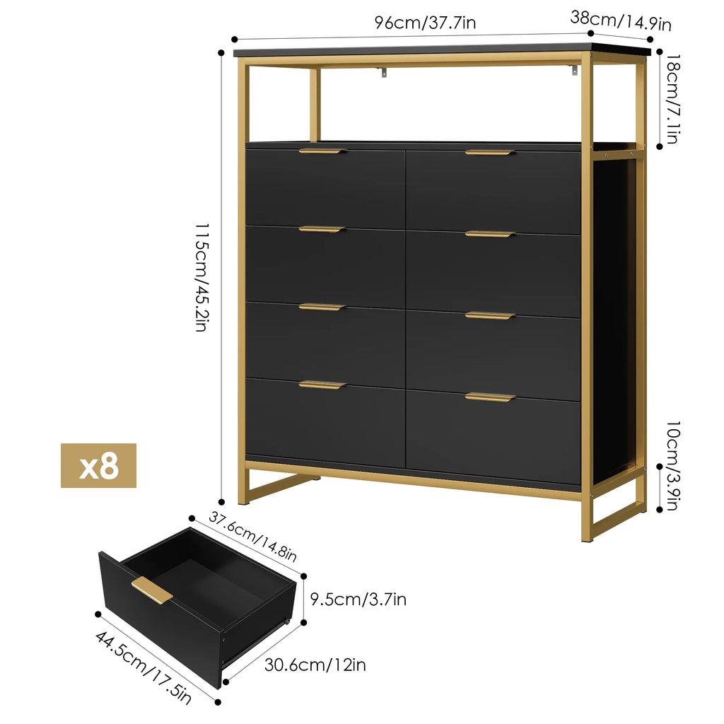 White 8 Drawer Wood Dresser H23742