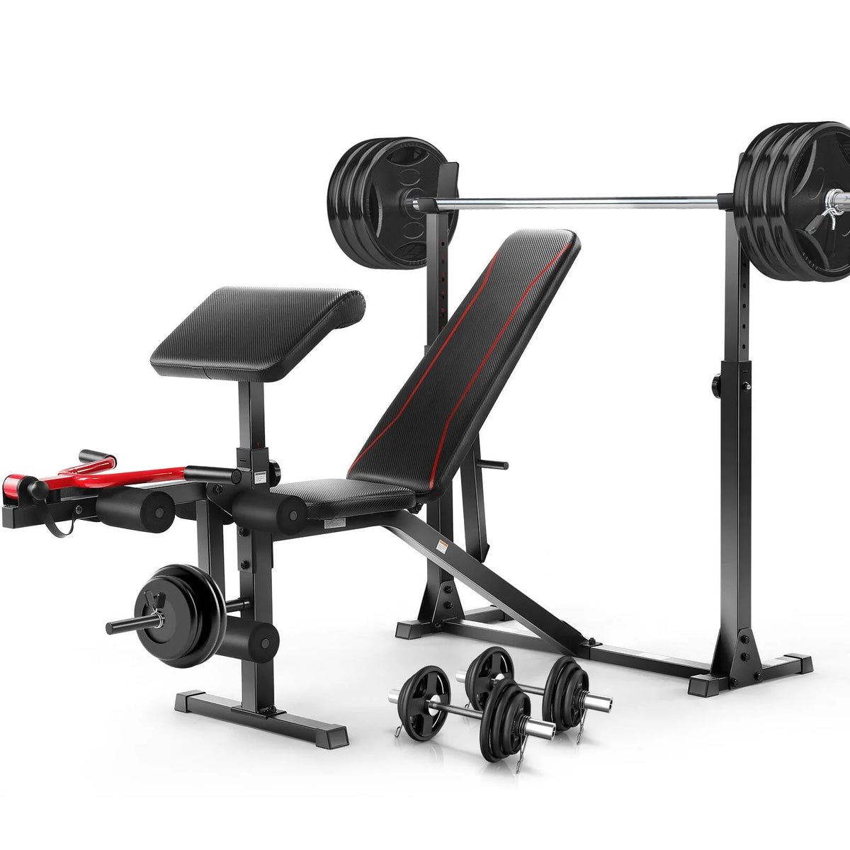 Adjustable Olympic Weight Bench Set with Barbell Rack D707
