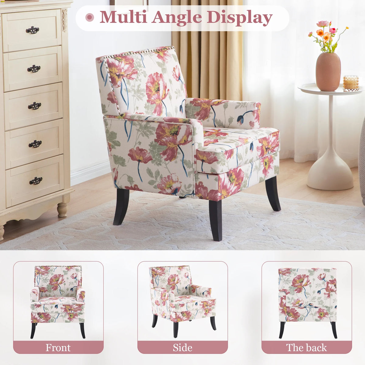 Set of 2 Upholstered Accent Chair with Wooden Legs C70413