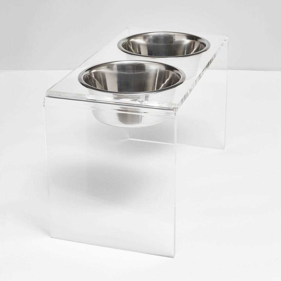Clear Double Bowl Pet Feeder A388057
