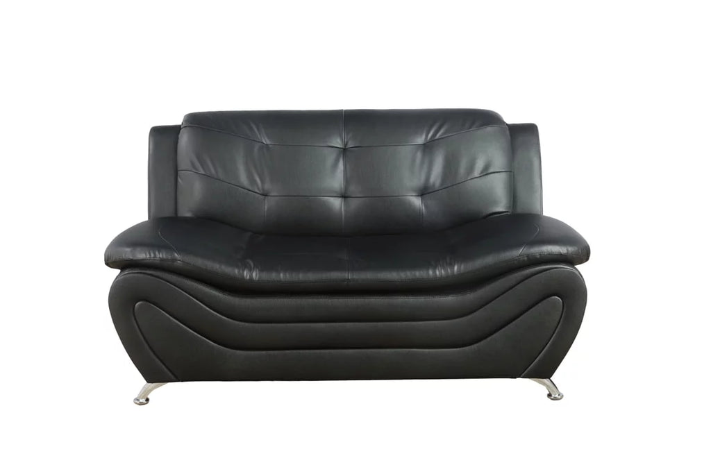 3 Piece Faux Leather Sofa Loveseat and Chair Set Black M1906