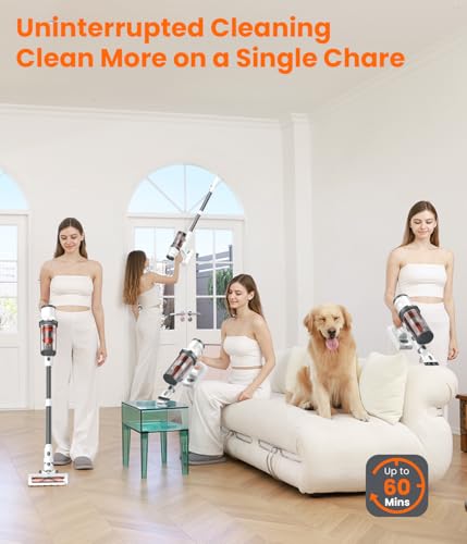 Cordless Vacuum Cleaner, 550W 45Kpa, 60Mins Runtime, 1.6L Dust Cup M749