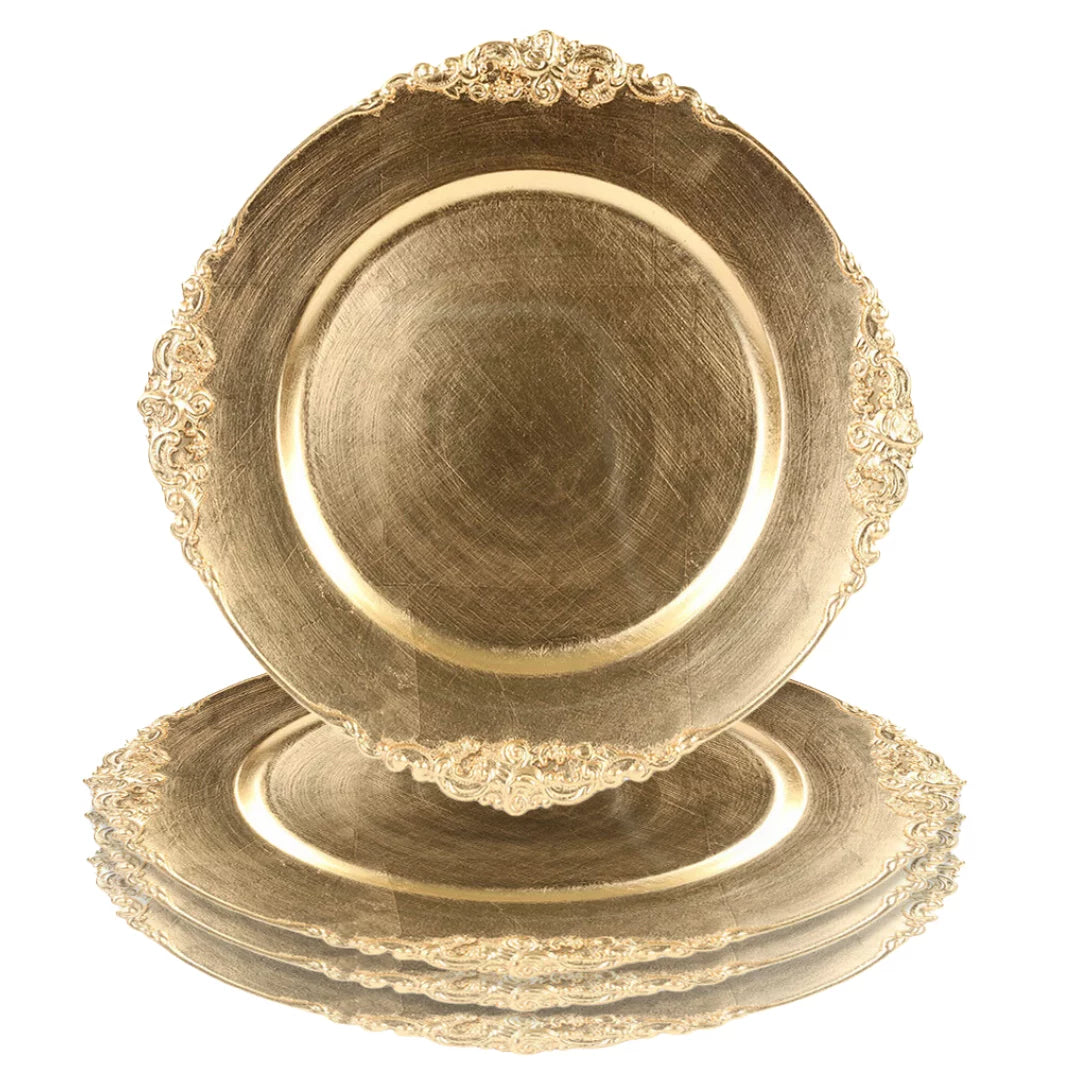 Vintage Acrylic Charger Plate, Gold (Pack of 4) J58789