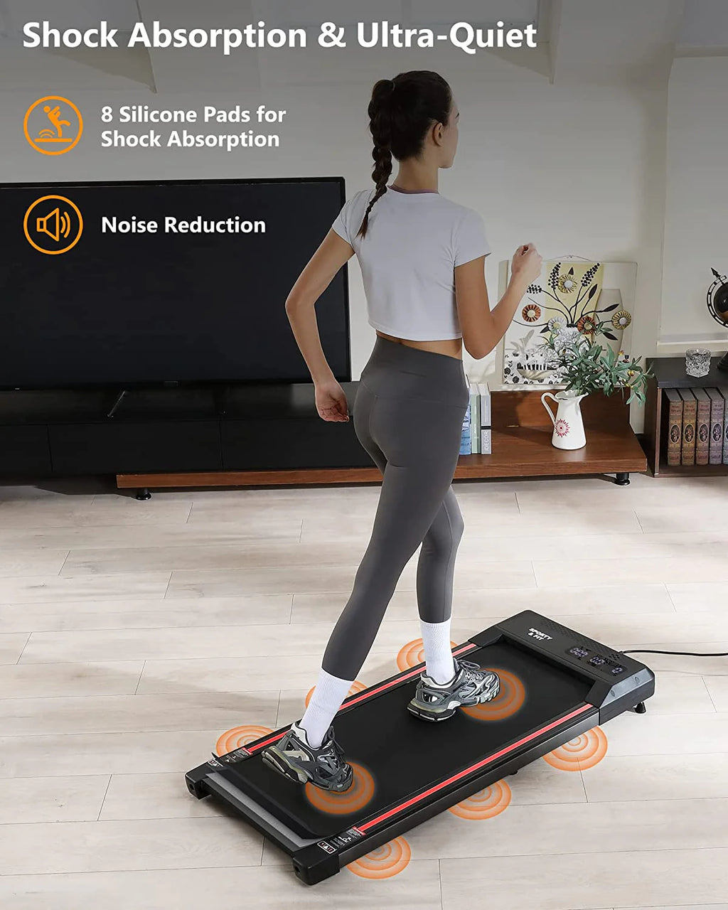 Black Portable Treadmill with Bluetooth Speaker G5003