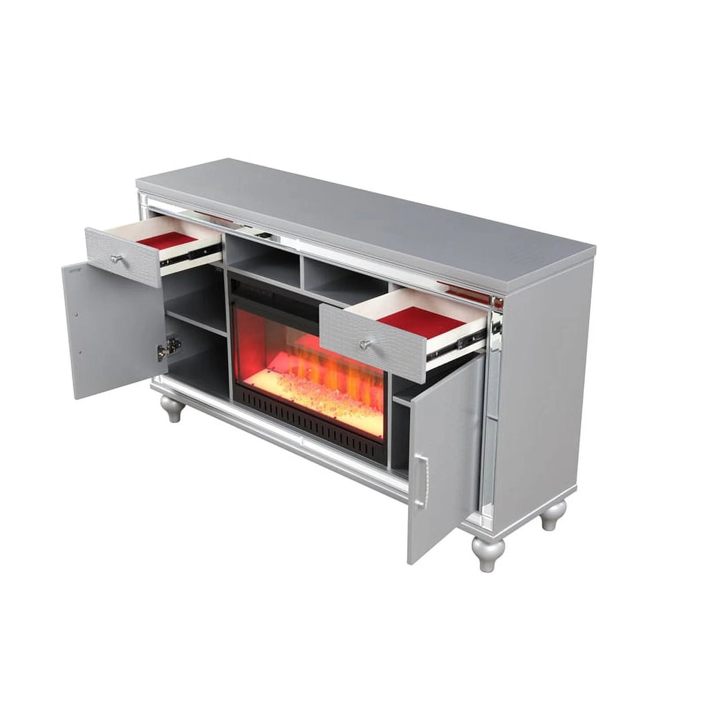 Solid Wood TV Stand With Electric Fireplace I2732