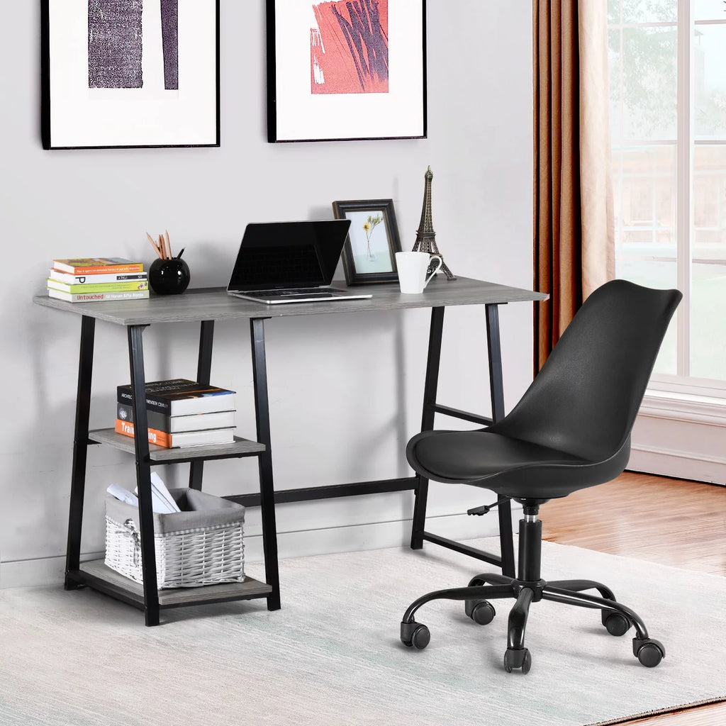 47'' Dark Grey Computer Writing Desk with 2-Tier Storage Shelves U25670
