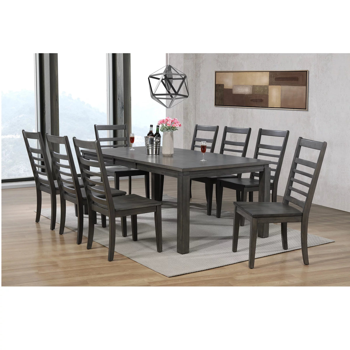 Set of 2 Gray Solid Oak Wood Dining Chair M891