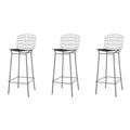 Charcoal Grey and Black Barstool Set of 3 with Seat Cushion K958