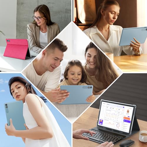 Android 15 Tablet with Keyboard, 26GB+256GB, 10.1 Inch, 8000 mAh, 5G WiFi, Dual Camera, 2 in 1, Black M110