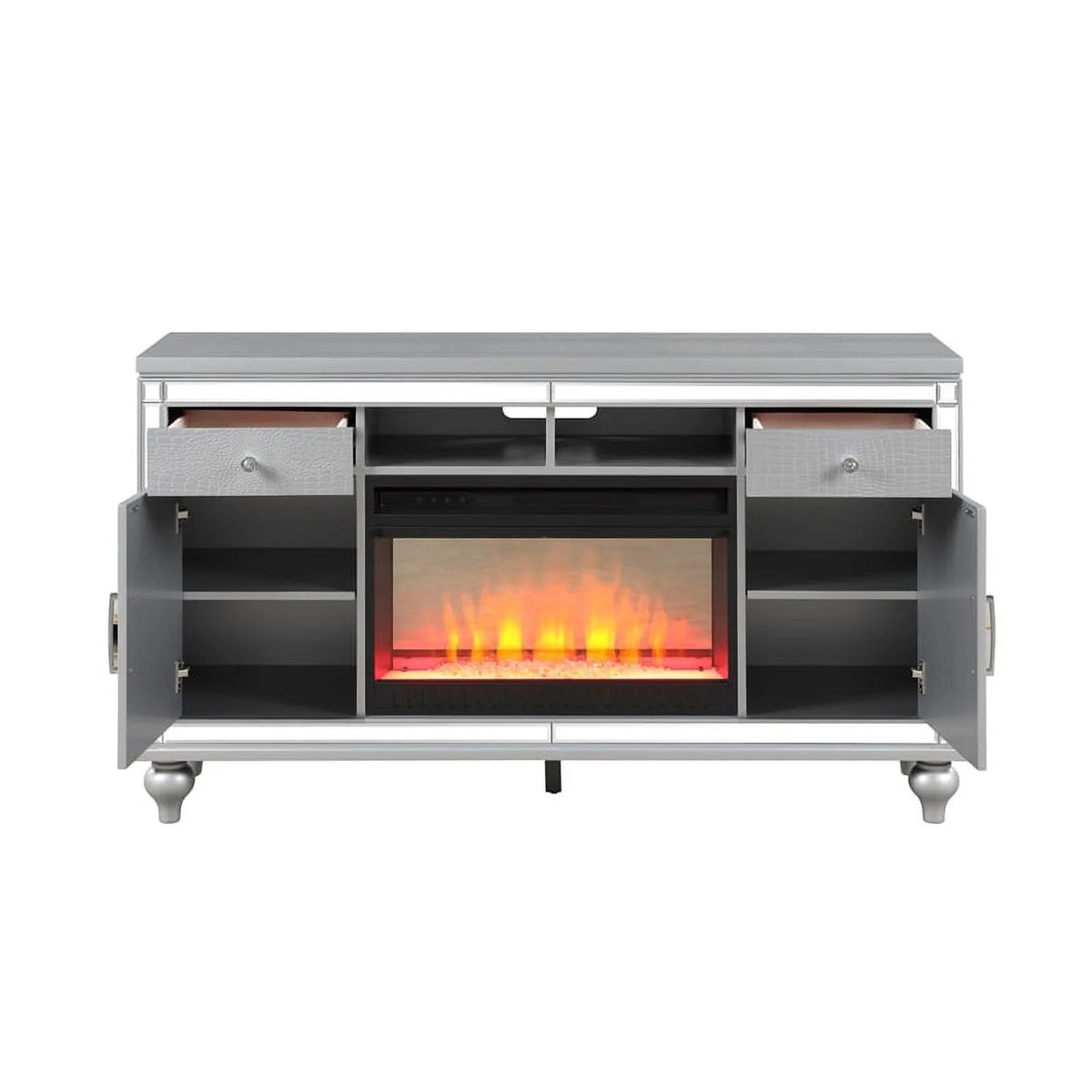 Solid Wood TV Stand With Electric Fireplace I2732